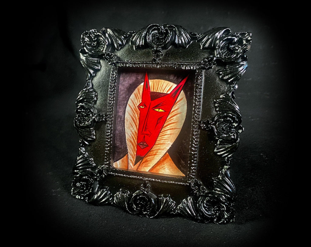 Demon King of Cats Tiny Demon Framed Print