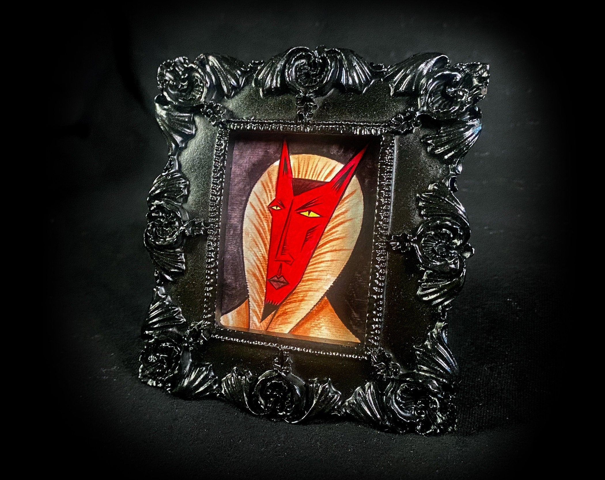 Demon King of Cats Tiny Demon Framed Print