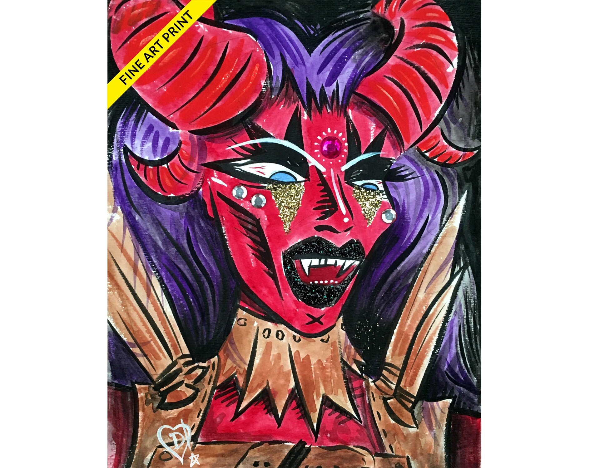 Disasterina Tiefling - Fine Art Print by Disasterina