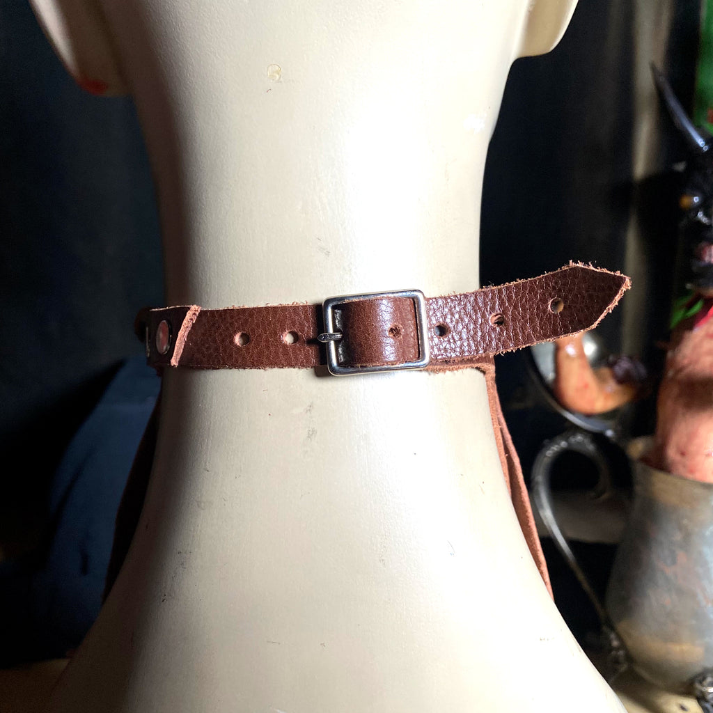 Brown Recycled Thin Leather Choker