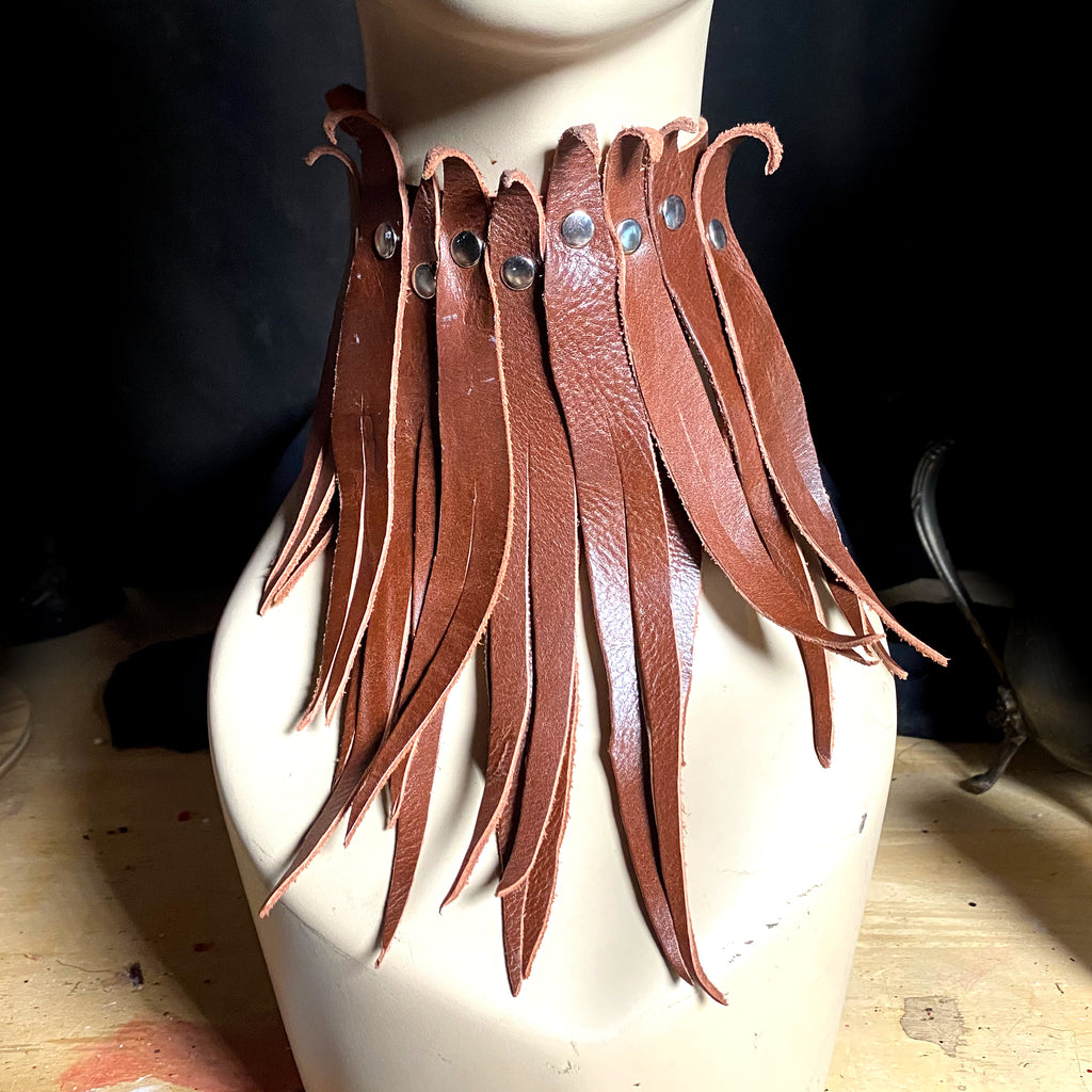 Brown Recycled Thin Leather Choker