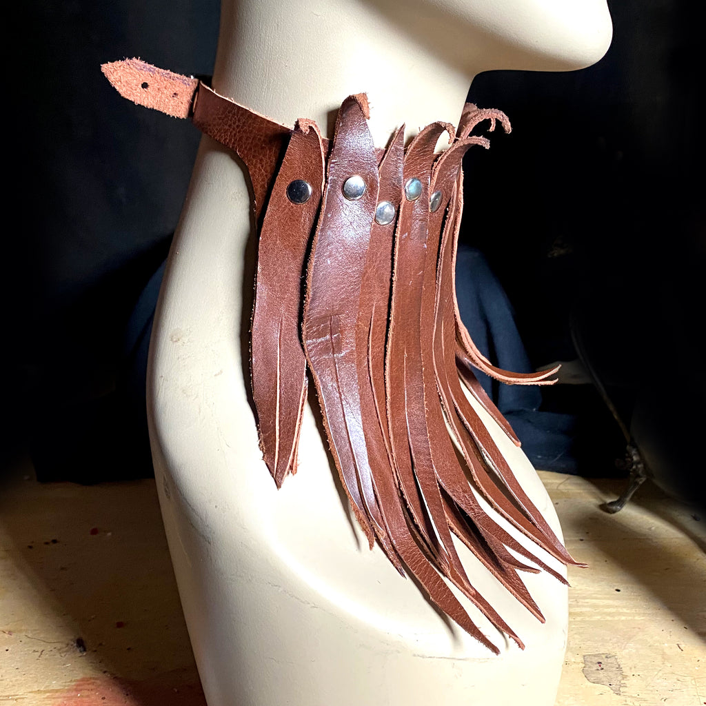 Brown Recycled Thin Leather Choker