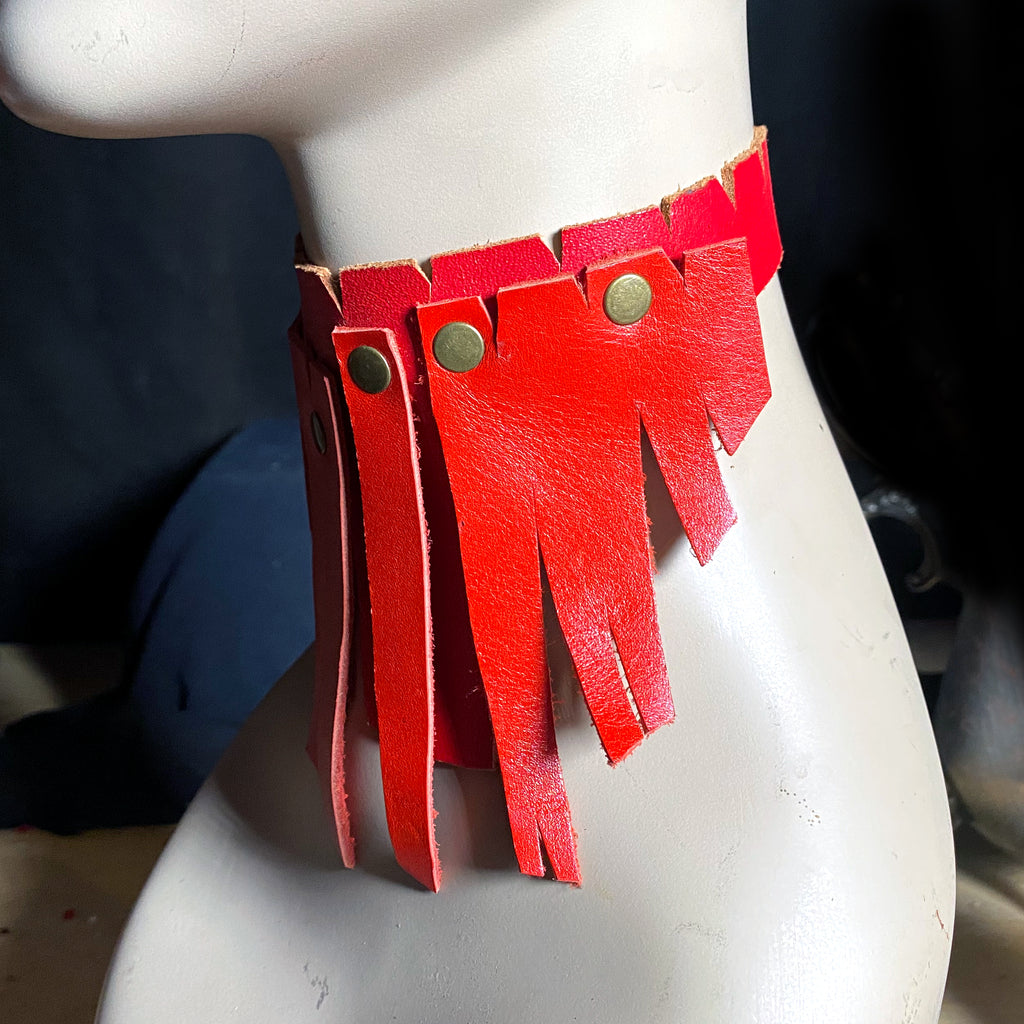 Red Recycled Leather Choker