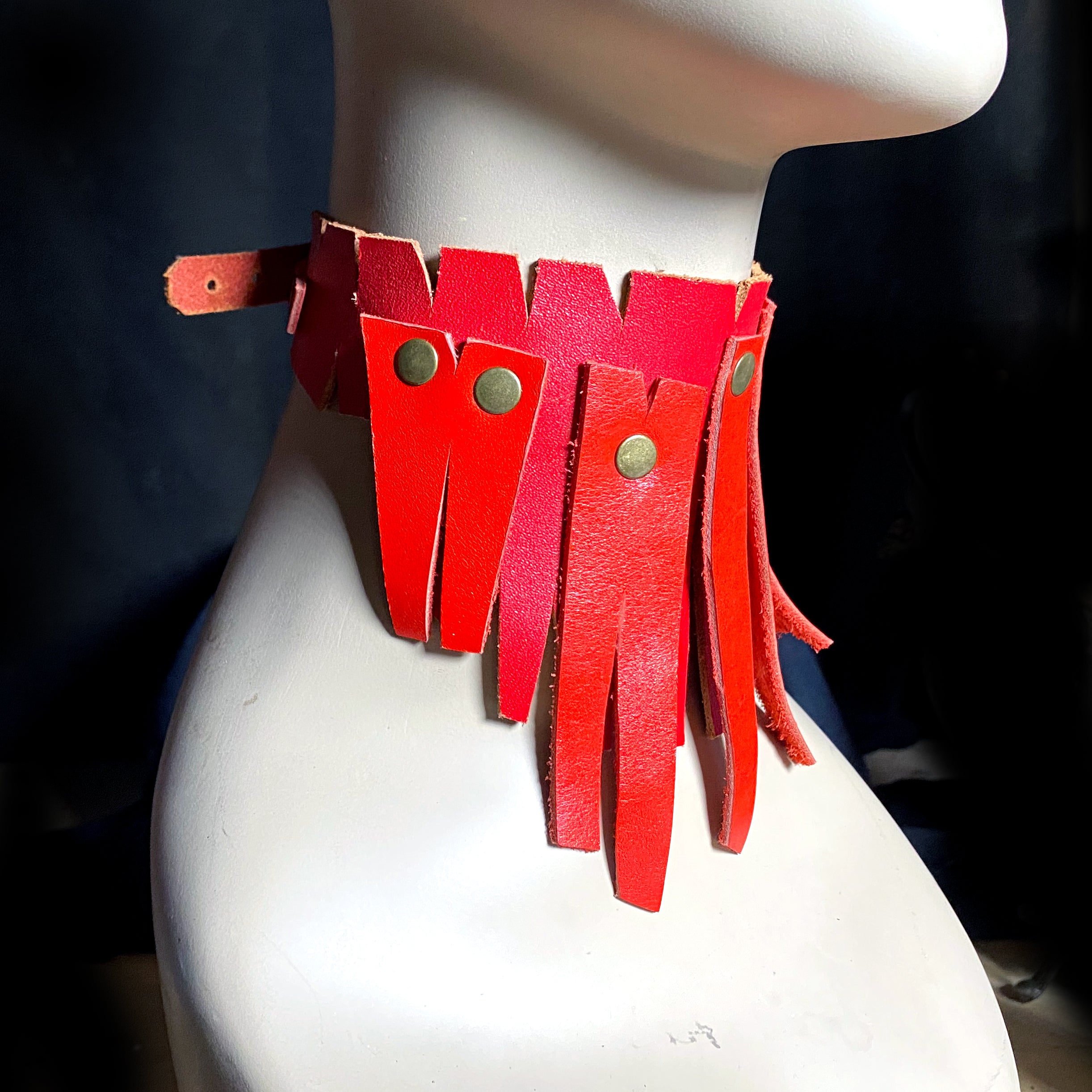 Red Recycled Leather Choker