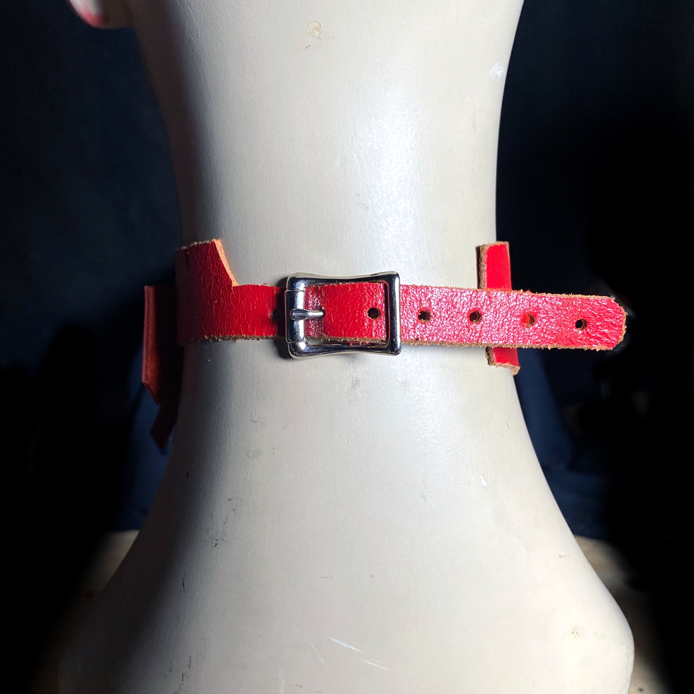 Red Recycled Leather Choker